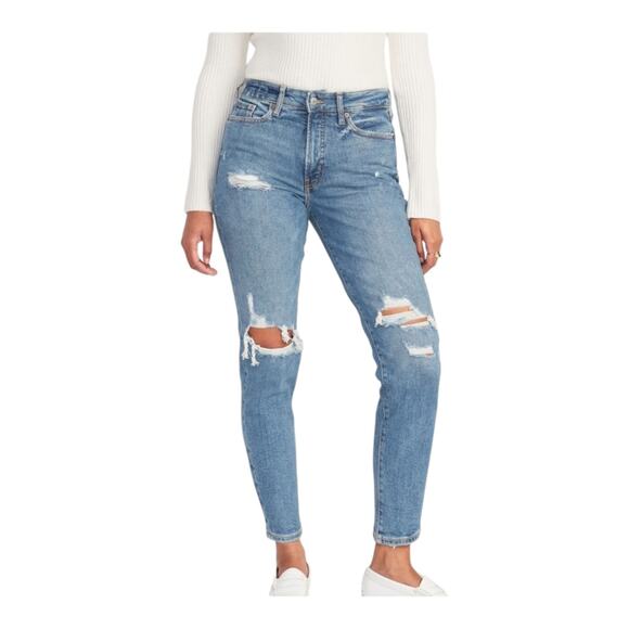 Old Navy O.G. Straight High Rise Ankle Raw Hem Ripped Women's Size 16 Tall #1 - Picture 1 of 10